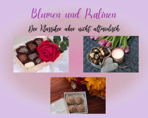 Blumen und Pralinen als romantische Geschenkidee für Frauen