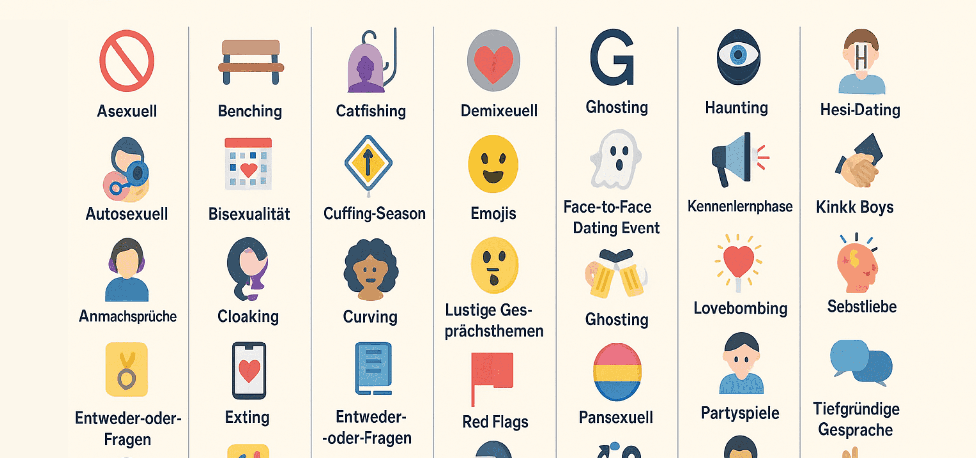 💡 Dein Lexikon für Ghosting, Love Bombing & Co. 💘