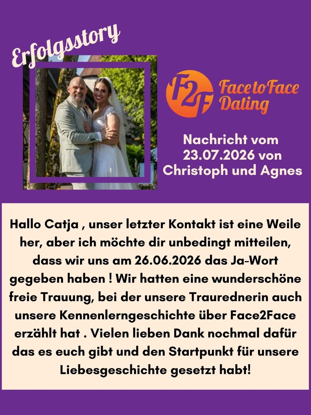 Erfolgsgeschichte Face to Face Dating