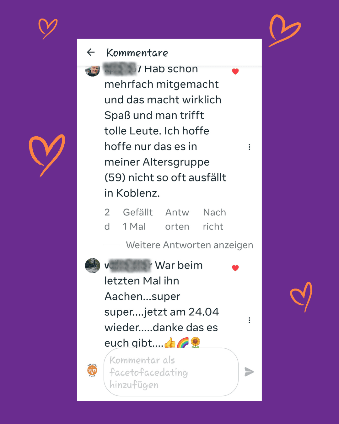Feedback und Erfahrungen Face to Face Dating