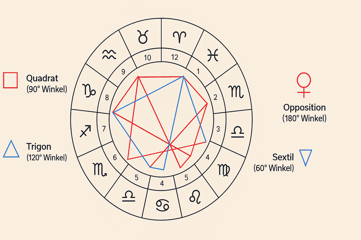 Was bedeuten die roten und blauen Linien im Geburtshoroskop