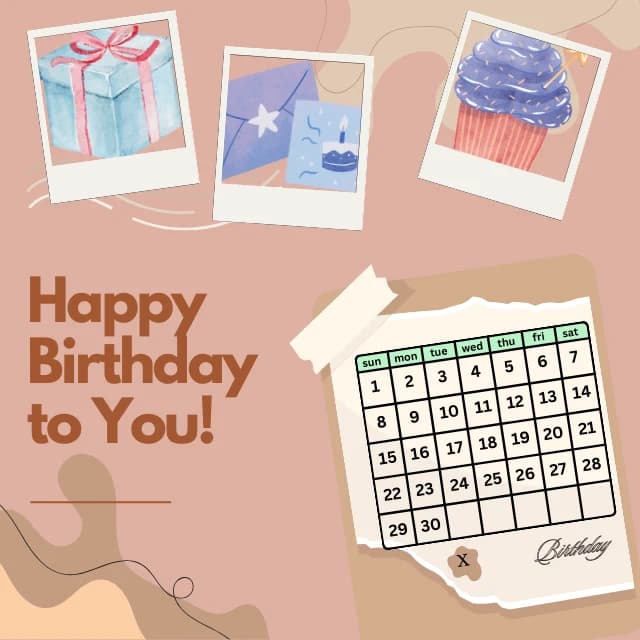 Geburtstagswünsche per Whatsapp zum kostenlosen Download als Bild. Mit Kalender