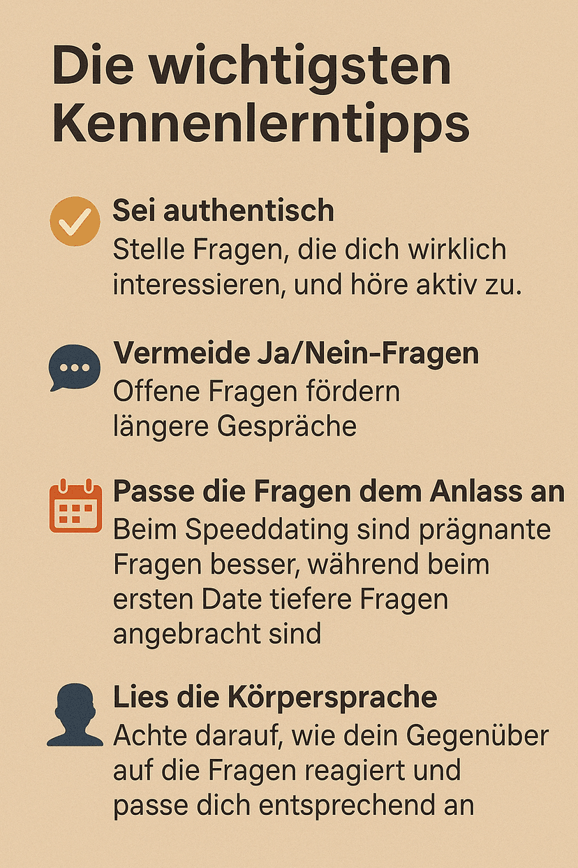 Wichtige Tipps für Kennenlernfragen