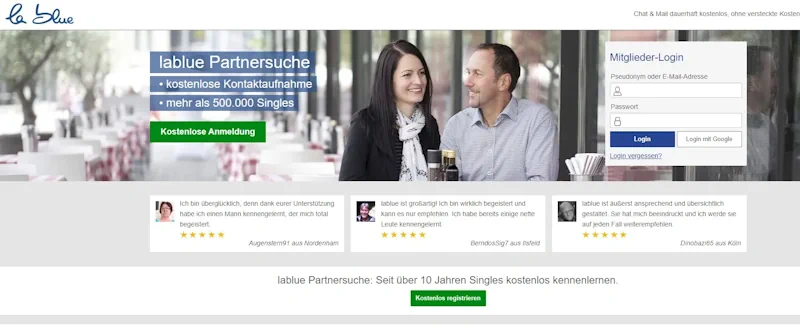 LaBlue. Kostenlose Singlebörse. Testbericht