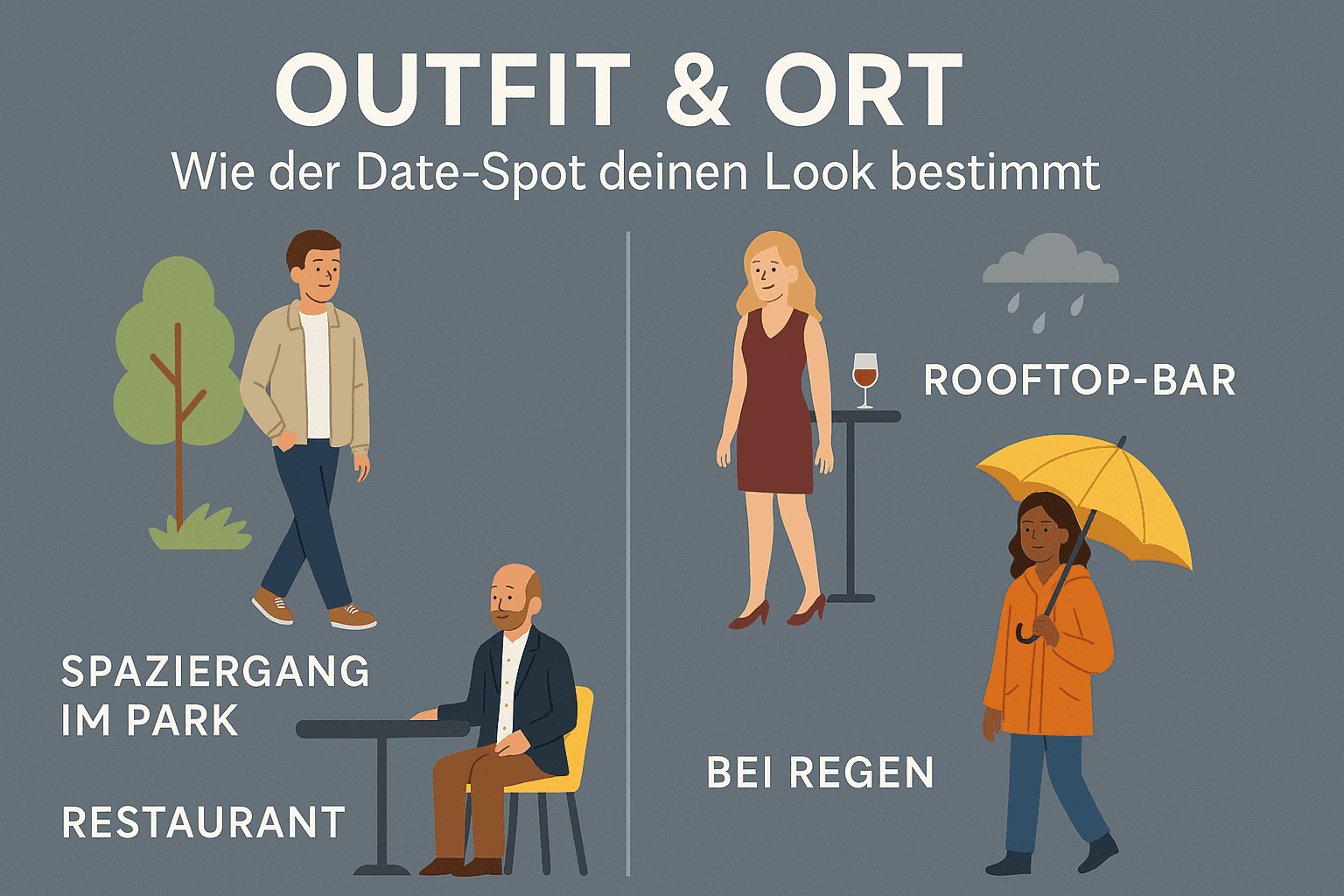 Der Ort ist entscheidend für das Outfit beim ersten Date