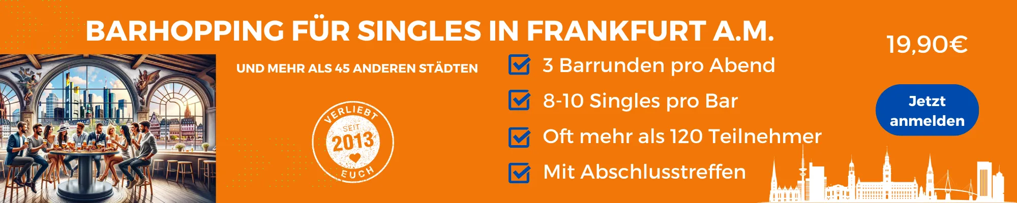 Face to Face Frankfurt: Barhopping für Singles in Frankfurt